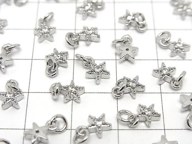 メタルパーツ スターモチーフ チャーム5.5×5.5mm シルバーカラー(CZ付) 3個 サムネイル3