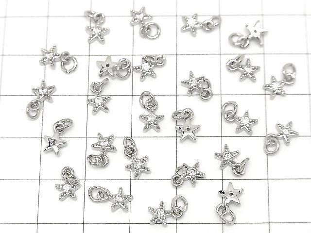 メタルパーツ スターモチーフ チャーム5.5×5.5mm シルバーカラー(CZ付) 3個 サムネイル4
