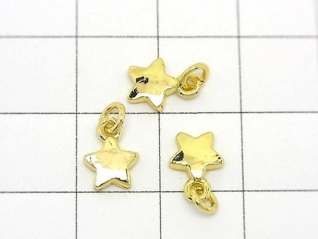 メタルパーツ 丸カン付きエンドチャーム スター(星)6×6mm ゴールドカラー 3個 サムネイル2