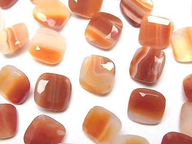 【動画】ミックスカーネリアン ルース スクエアファセットカット10×10mm 3粒の画像