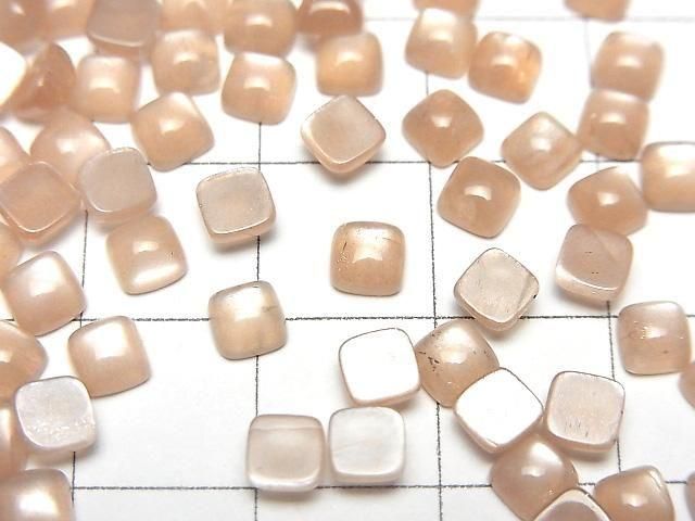 【動画】ピーチムーンストーンAAA- スクエア カボション4×4mm 10個 サムネイル2