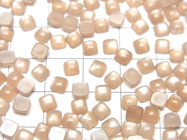 【動画】ピーチムーンストーンAAA- スクエア カボション4×4mm 10個 サムネイル3