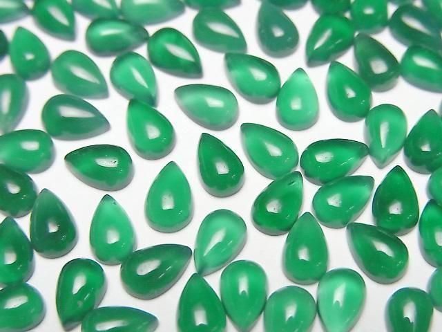 【動画】グリーンオニキスAAA ペアシェイプ カボション6×4mm 5個の画像