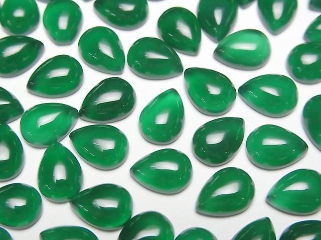 【動画】グリーンオニキスAAA ペアシェイプ カボション8×6mm 4個の画像
