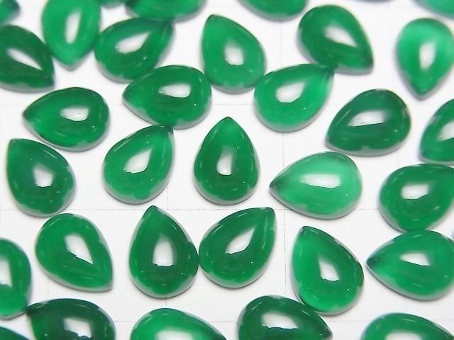 【動画】グリーンオニキスAAA ペアシェイプ カボション8×6mm 4個 サムネイル2