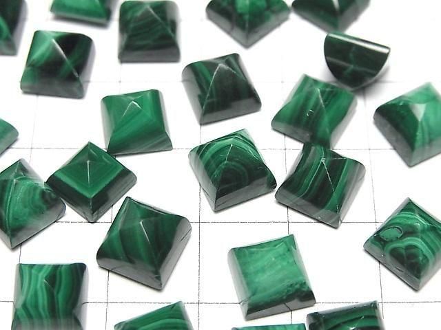 【動画】マラカイトAAA シュガーローフカット8×8mm 2個 サムネイル3
