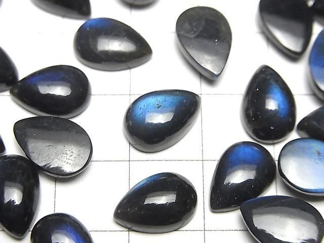 【動画】宝石質ブラックラブラドライトAAA- ペアシェイプ カボション12×8mm 2個 サムネイル2