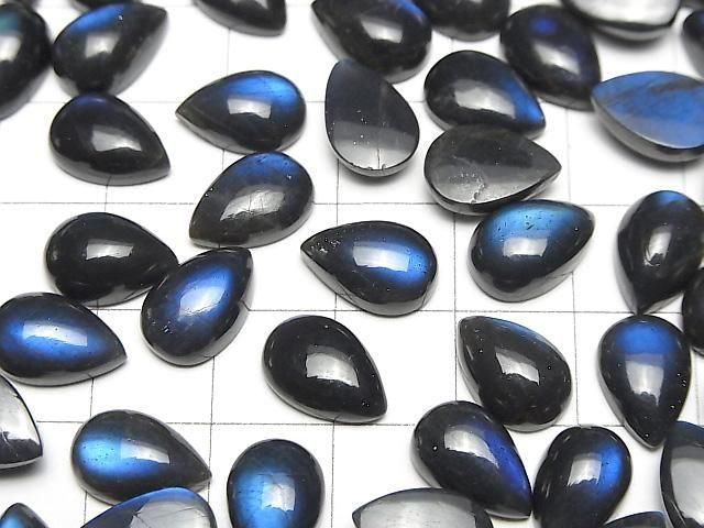 【動画】宝石質ブラックラブラドライトAAA- ペアシェイプ カボション12×8mm 2個 サムネイル3