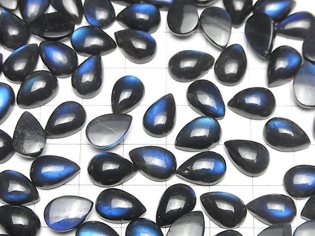 【動画】宝石質ブラックラブラドライトAAA- ペアシェイプ カボション12×8mm 2個 サムネイル4