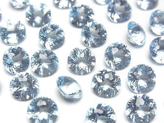 【動画】宝石質スカイブルートパーズAAA ルース ラウンド ファンシーカット8×8mm 2粒の画像