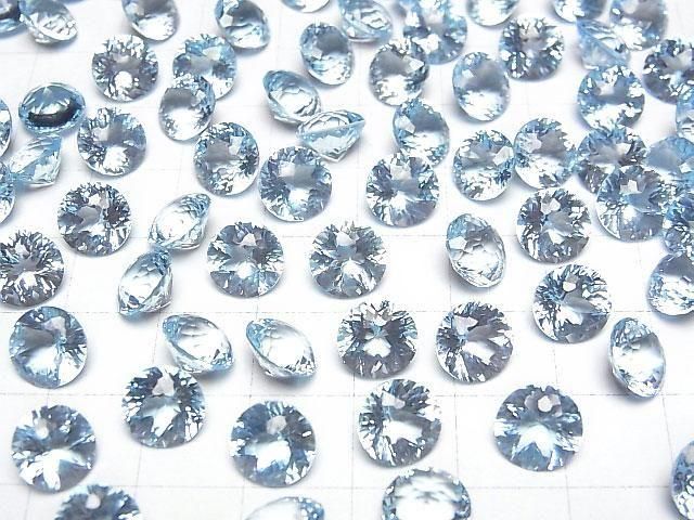 【動画】宝石質スカイブルートパーズAAA ルース ラウンド ファンシーカット8×8mm 2粒 サムネイル3