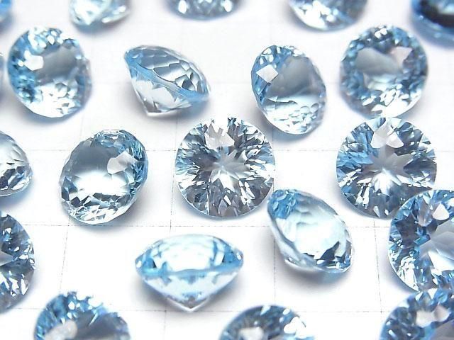 【動画】宝石質スカイブルートパーズAAA ルース ラウンド ファンシーカット10×10mm 1粒 サムネイル2