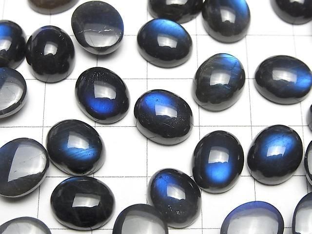 【動画】宝石質ブラックラブラドライトAAA- オーバル カボション12×10mm 2個 サムネイル3