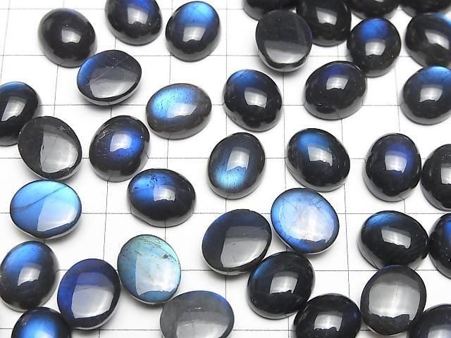 【動画】宝石質ブラックラブラドライトAAA- オーバル カボション12×10mm 2個 サムネイル4