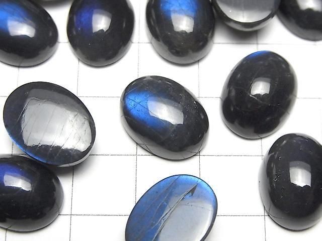 【動画】宝石質ブラックラブラドライトAAA- オーバル カボション16×12mm 1個 サムネイル2