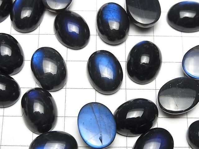 【動画】宝石質ブラックラブラドライトAAA- オーバル カボション16×12mm 1個 サムネイル3