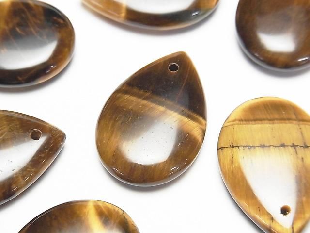 【動画】イエロータイガーアイAA++ ペアシェイプ25×17mm 2個の画像