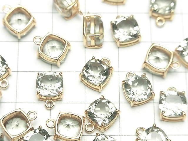 【動画】宝石質グリーンアメジストAAA 枠留めスクエアファセットカット8×8mm 18KGP製 1個 サムネイル3