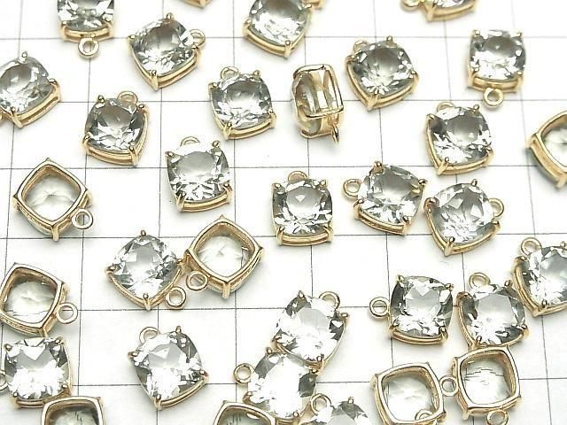【動画】宝石質グリーンアメジストAAA 枠留めスクエアファセットカット8×8mm 18KGP製 1個 サムネイル4