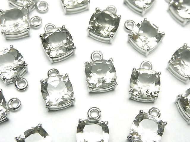 【動画】宝石質グリーンアメジストAAA 枠留めスクエアファセットカット8×8mm SILVER925製 1個の画像
