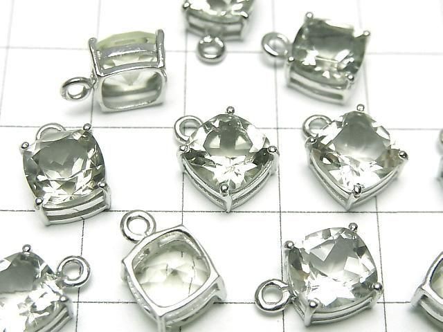 【動画】宝石質グリーンアメジストAAA 枠留めスクエアファセットカット8×8mm SILVER925製 1個 サムネイル2