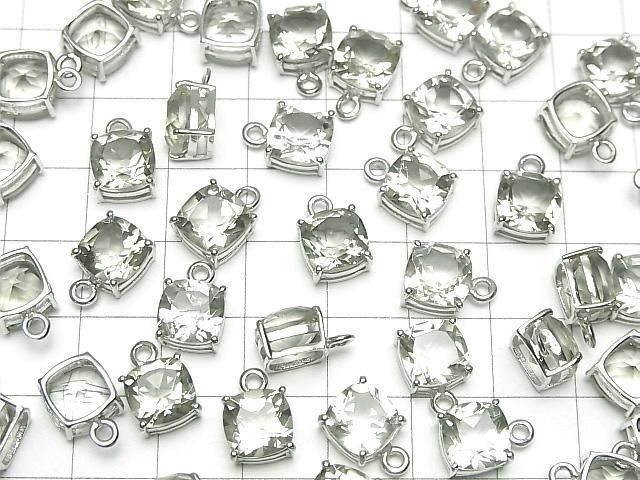 【動画】宝石質グリーンアメジストAAA 枠留めスクエアファセットカット8×8mm SILVER925製 1個 サムネイル4