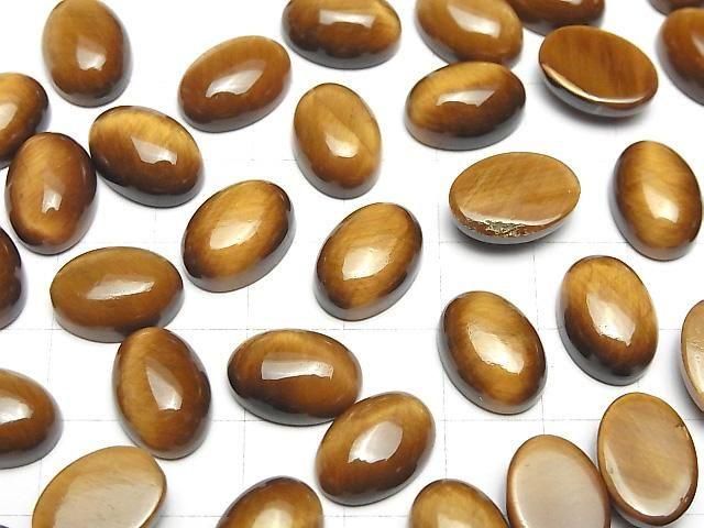 【動画】イエロータイガーアイAA++ オーバル カボション14×10mm ハニーカラー 2個 サムネイル4