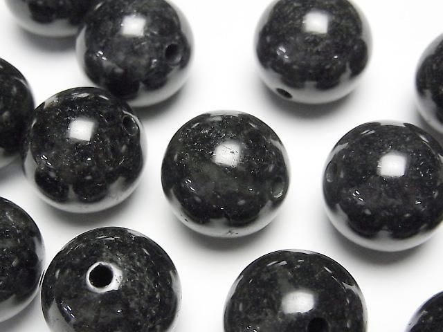 【動画】【粒売り】ビルマ産ブラックジェダイト(黒翡翠)AAA- ラウンド17.5mm 1個の画像