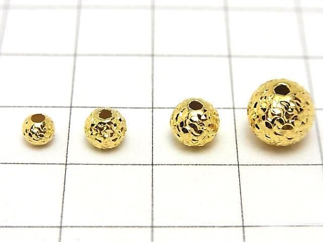 Silver925 ランダムラウンドカットビーズ 【4mm】【5mm】【6mm】【8mm】 18KGP 5個 サムネイル3