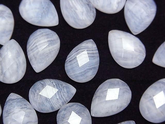 【動画】ブルーレース×クリスタルAAA ペアシェイプ カボションカット14×10mm 2個の画像
