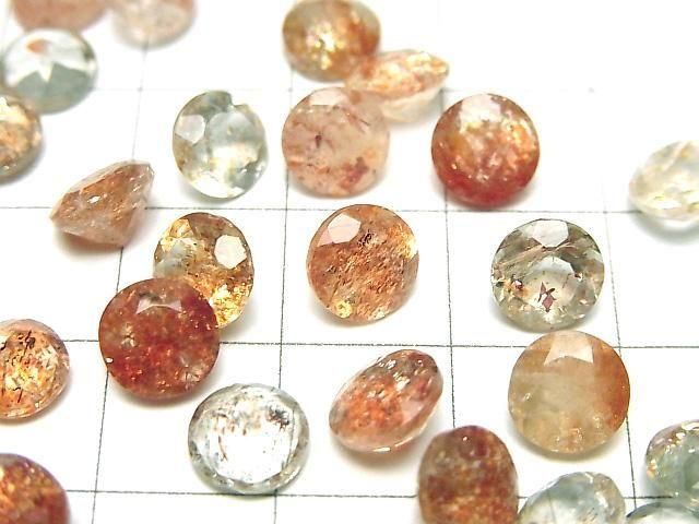 【動画】宝石質マルチカラーサンストーンAAA ルース ラウンドファセットカット7×7mm 5粒 サムネイル2