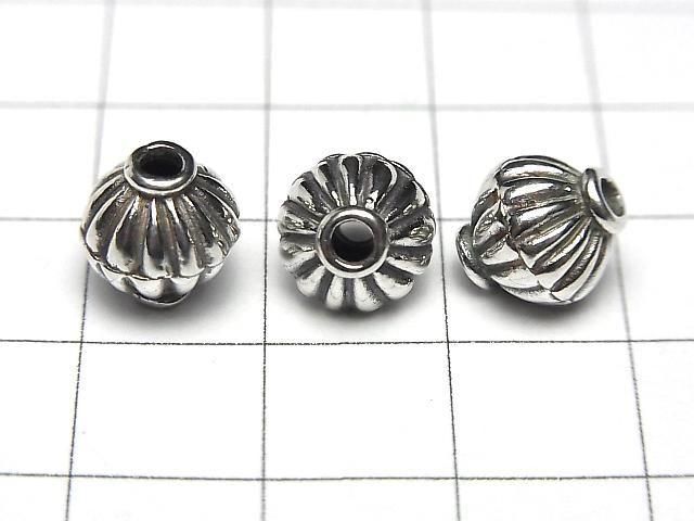 バリシルバー ロンデル(ソロバン)9×9×9.5mm いぶし 1個 サムネイル2