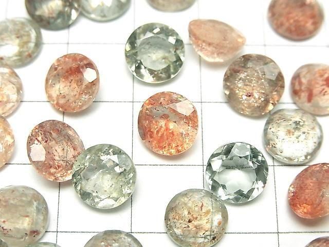【動画】宝石質マルチカラーサンストーンAAA ルース ラウンドファセットカット9×9mm 3粒 サムネイル2