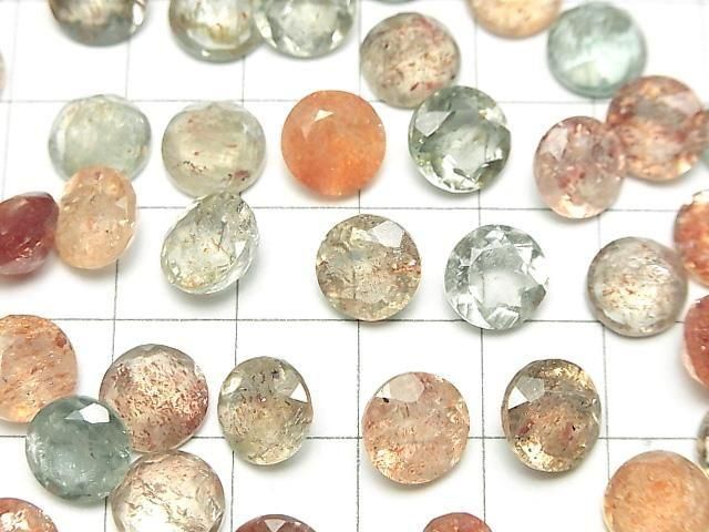 【動画】宝石質マルチカラーサンストーンAAA ルース ラウンドファセットカット9×9mm 3粒 サムネイル3
