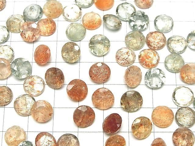 【動画】宝石質マルチカラーサンストーンAAA ルース ラウンドファセットカット9×9mm 3粒 サムネイル4
