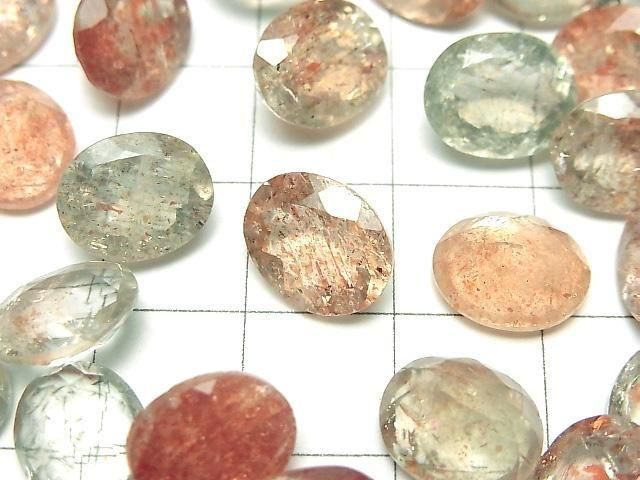 【動画】宝石質マルチカラーサンストーンAAA ルース オーバルファセットカット11×9mm 3粒 サムネイル2