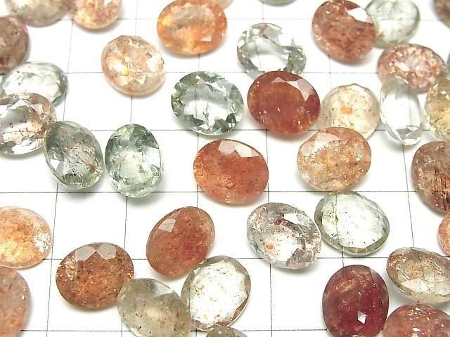 【動画】宝石質マルチカラーサンストーンAAA ルース オーバルファセットカット11×9mm 3粒 サムネイル3