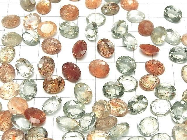 【動画】宝石質マルチカラーサンストーンAAA ルース オーバルファセットカット11×9mm 3粒 サムネイル4