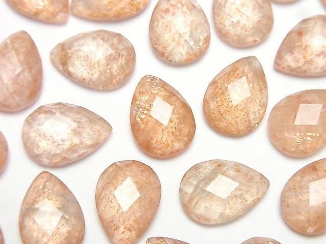 【動画】サンストーン×クリスタルAAA ペアシェイプ カボションカット14×10mm 2個の画像