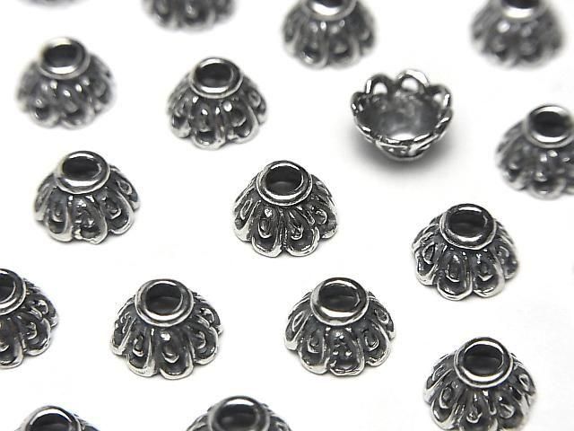 バリシルバー ビーズキャップ フラワー型8×8×4.5mm いぶし 1個の画像