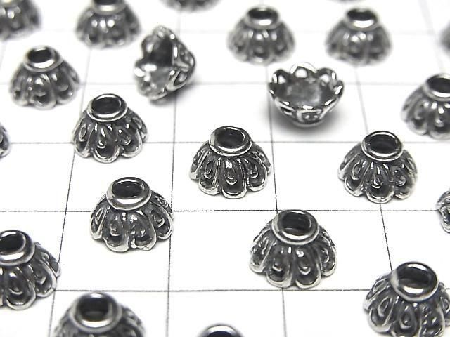 バリシルバー ビーズキャップ フラワー型8×8×4.5mm いぶし 1個 サムネイル2