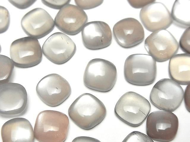 【動画】ブラウン~グレームーンストーンAAA スクエア カボション8×8mm 5個の画像