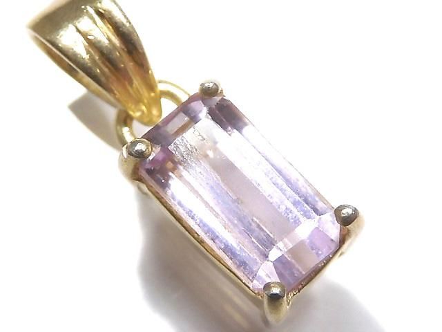 【動画】【1点もの】宝石質クンツァイトAAA ファセットカットペンダントトップ 18KGP製 NO.107の画像