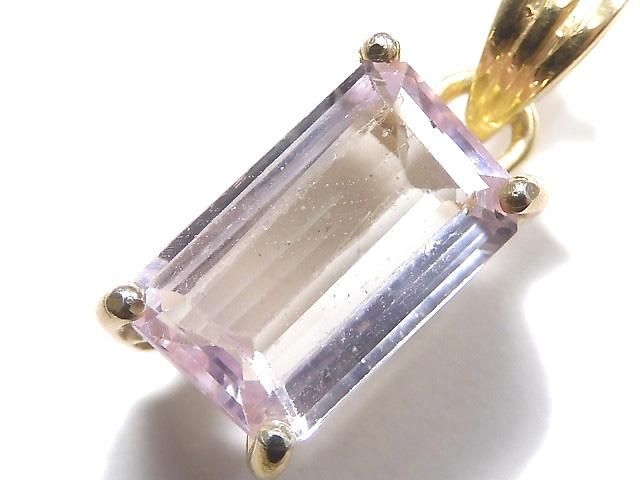 【動画】【1点もの】宝石質クンツァイトAAA ファセットカットペンダントトップ 18KGP製 NO.119の画像