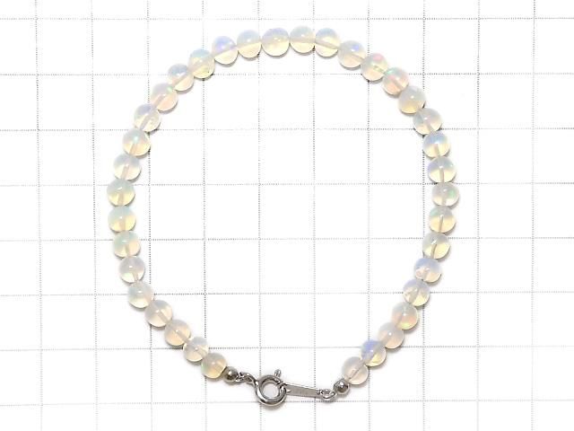 【動画】【1点もの】宝石質エチオピア産オパールAAA- セミラウンド5mm 1連(ブレス) NO.1 サムネイル2