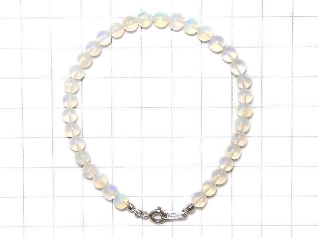 【動画】【1点もの】宝石質エチオピア産オパールAAA- セミラウンド5mm 1連(ブレス) NO.2 サムネイル2