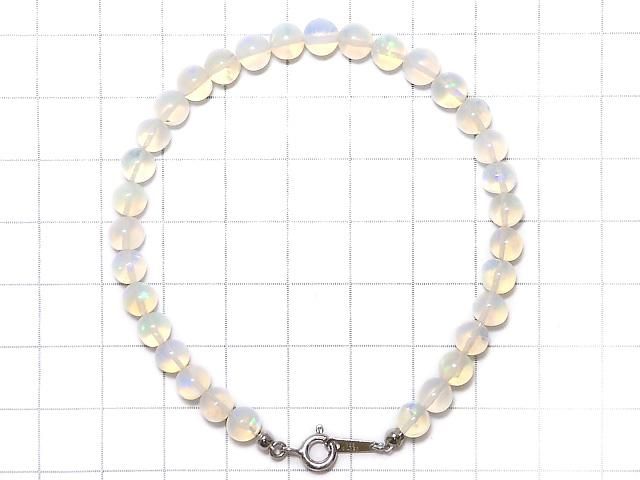 【動画】【1点もの】宝石質エチオピア産オパールAAA- セミラウンド5.5mm 1連(ブレス) NO.14 サムネイル2