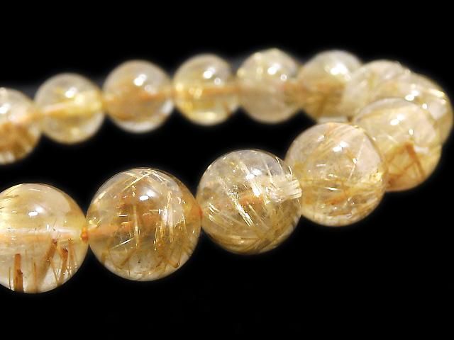 【動画】【1点もの】ルチルクォーツAA++ ラウンド11mm 1連(ブレス) NO.522の画像