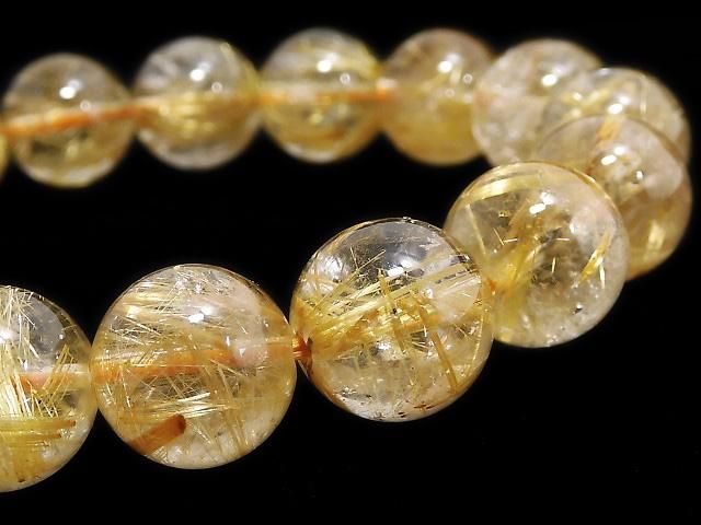 【動画】【1点もの】ルチルクォーツAA++ ラウンド11mm 1連(ブレス) NO.523の画像