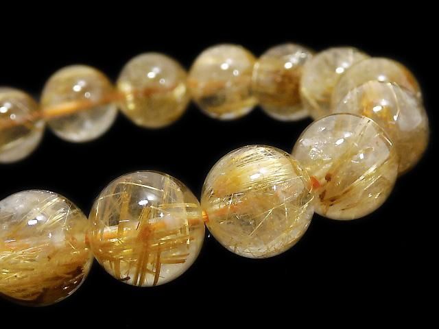【動画】【1点もの】ルチルクォーツAA++ ラウンド11.5mm 1連(ブレス) NO.525の画像